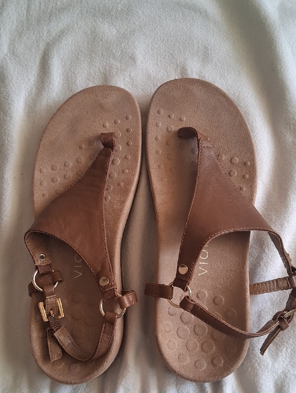 Vionic Kirra Leather Backstrap Sandals - Tan/Brown - Size 9